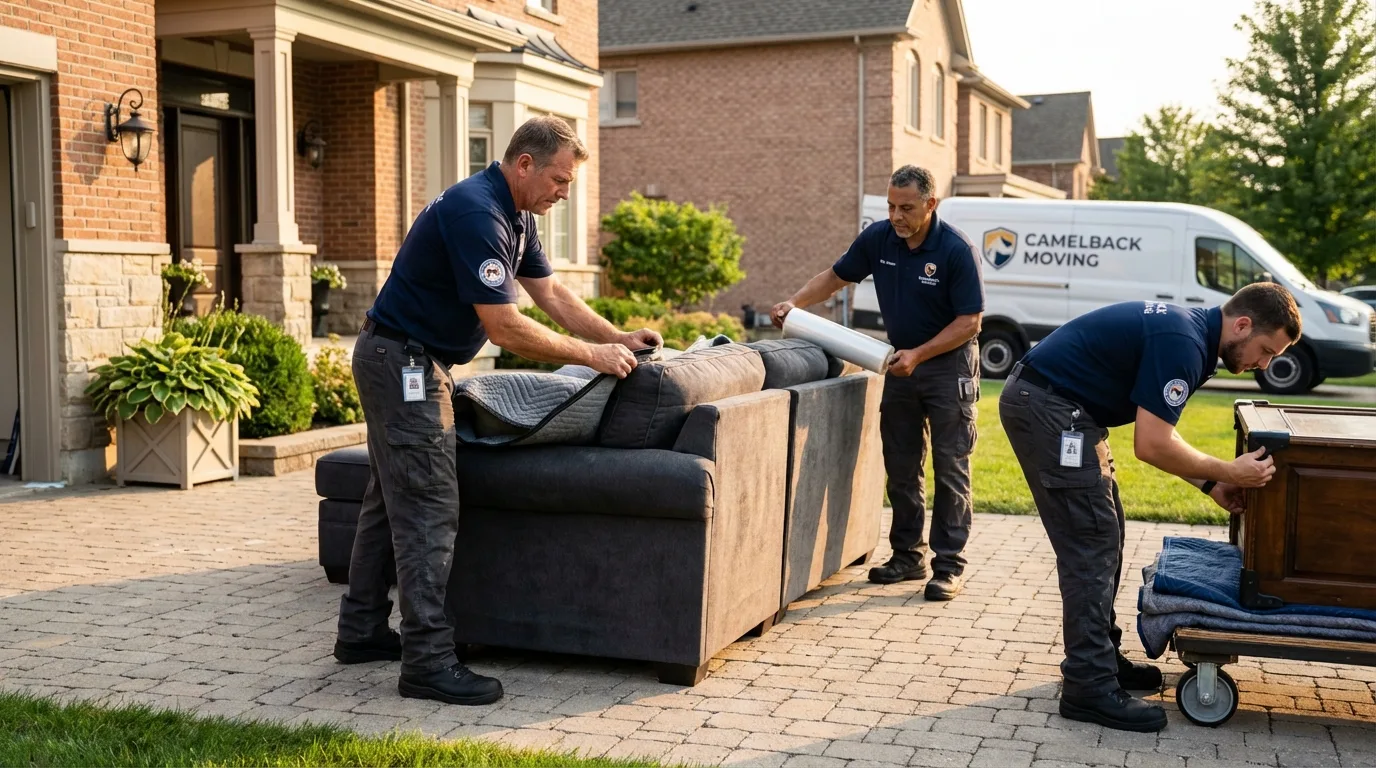 Large estate moving crew wrapping furniture in Greendale, WI