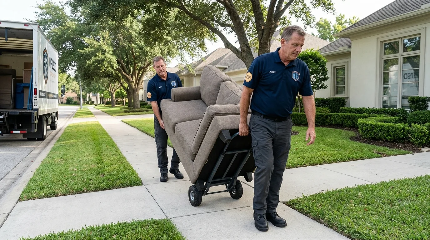 Local residential moving crew loading furniture in Greendale, WI